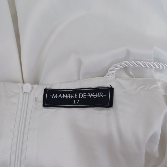 Maniere De Voir Satin Ruched Mini Dress Size 12 Women Sleeveless In White - Picture 6 of 16